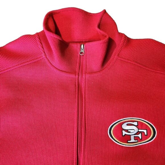 San Fransisco 49ers Coat Sweater Jacket Men's Size LG Full Zip Up with Pockets - Picture 5 of 15